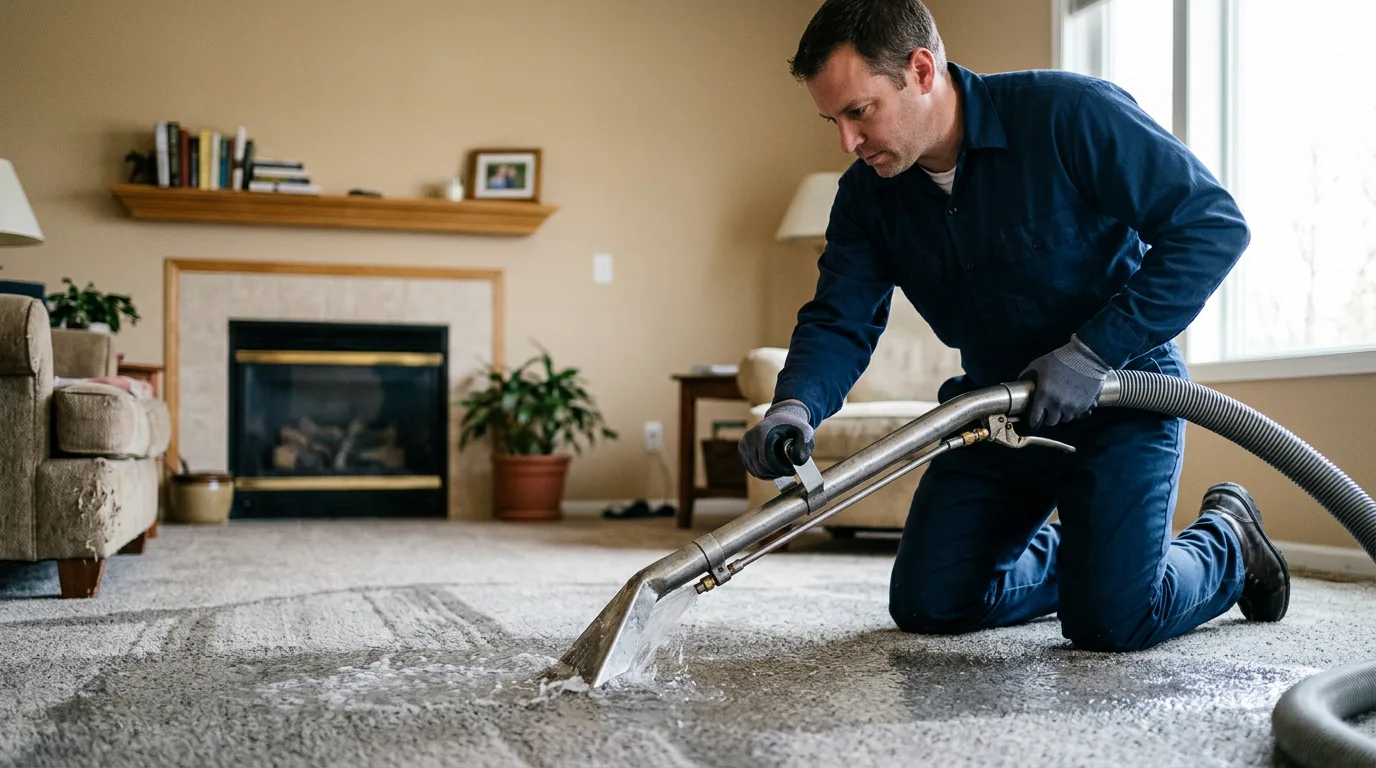Water damage restoration technician working near Vestal, NY